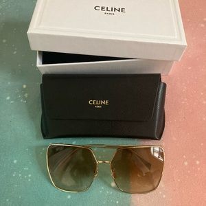 Celine 65mm oversized gold metal frame sunglasses
